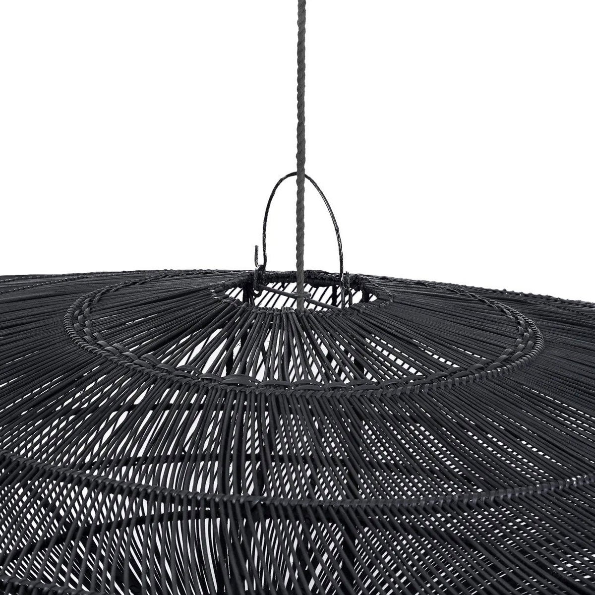 Sort rattan macaron pendel XL - 150 cm bred