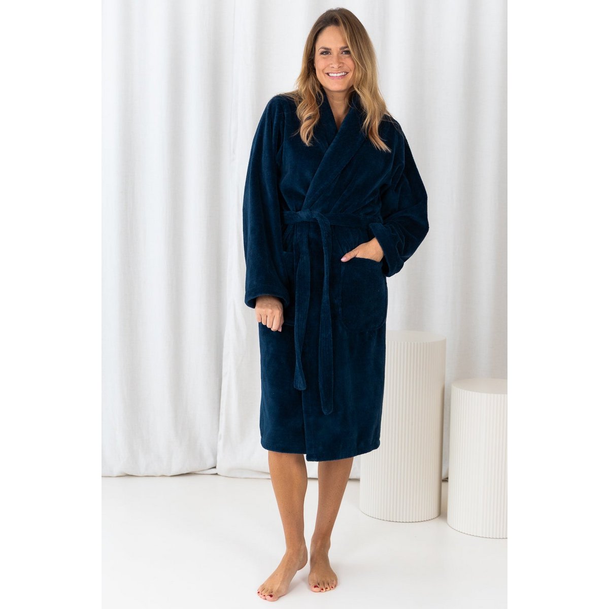 Double-sided bathrobe S - Dark denim