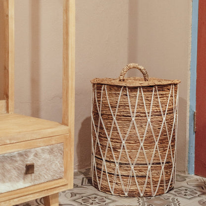 Banana fibre laundry basket KISA with lid - natural