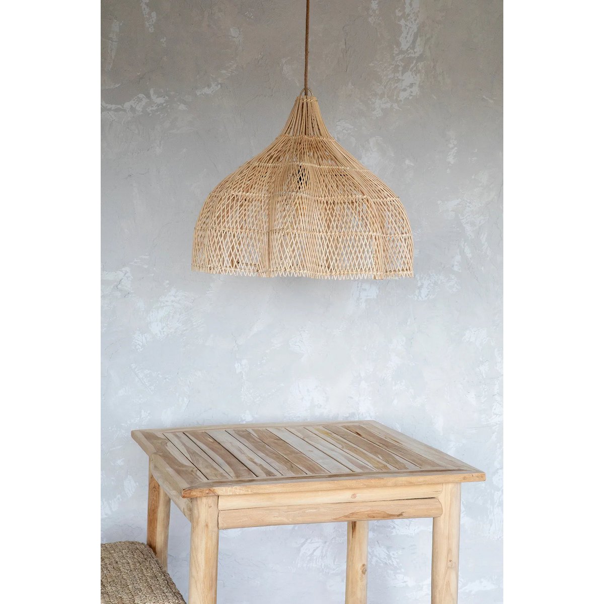 Pendelleuchtenschirm aus Naturrattan 60 cm – handgeflochten Whipped