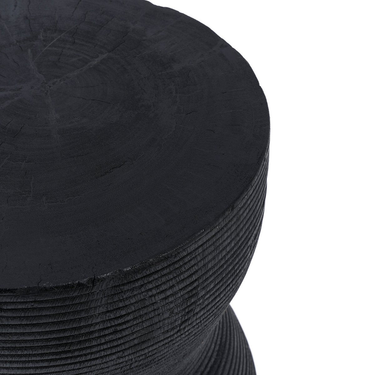 Suar wood stool, black - 35 × 45 cm