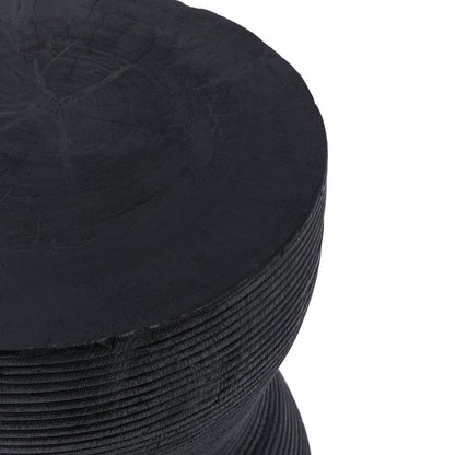 Suar wood stool, black - 35 × 45 cm