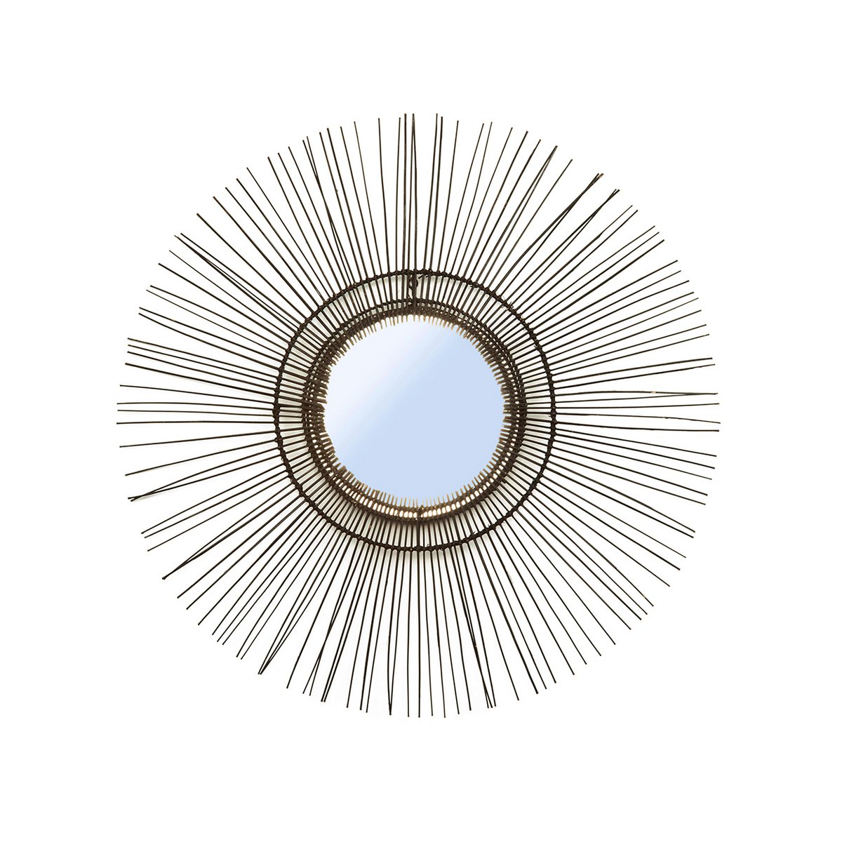Rattan wall mirror, round, 90cm - Black