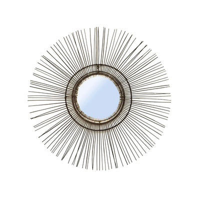 Rattan wall mirror, round, 90cm - Black