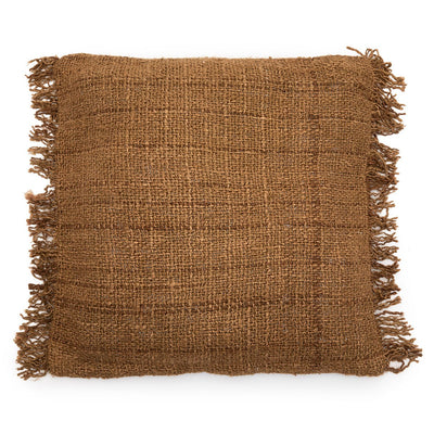 Hand-dyed cotton cushion cover 60×60 cm – plain brown