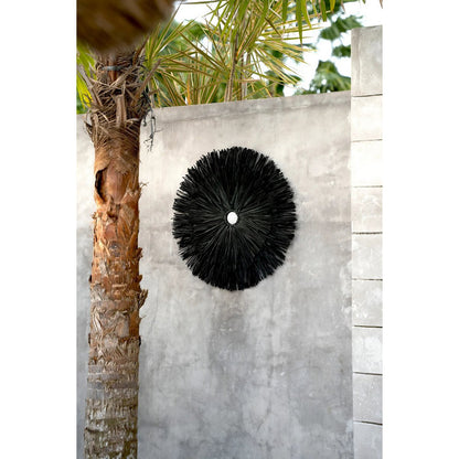Raffia wall circle, black, 50 cm - woven