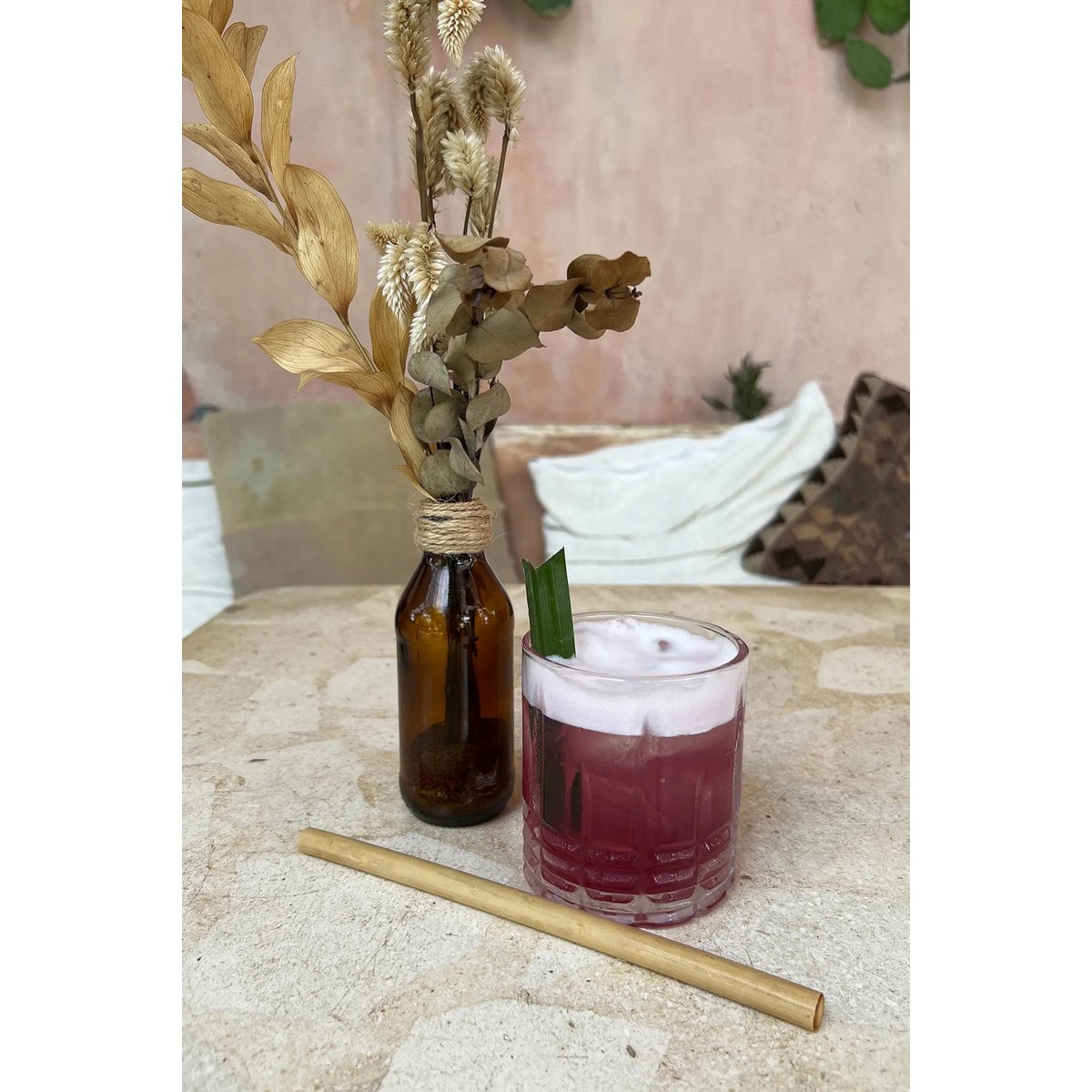 Bamboo straws, set of 10 - with brush