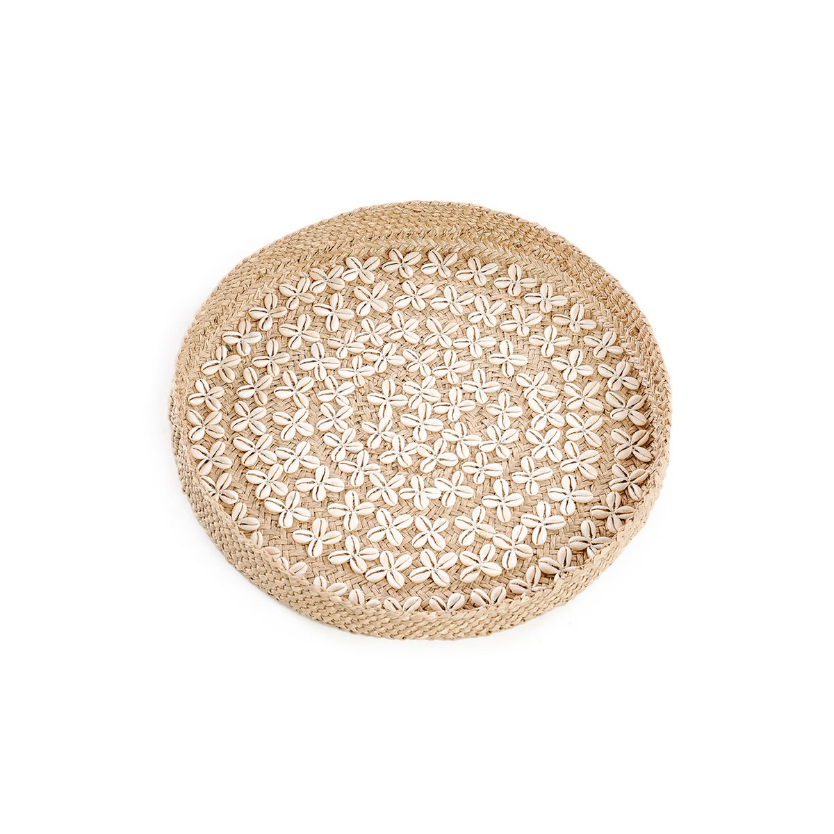Vævet græsvægbakke med kauriskaller, naturfarvet, 42 cm
