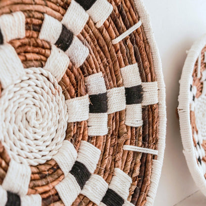 Seagrass & cotton wall basket Taman 40 cm – geometric