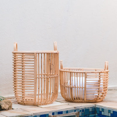 Handwoven rattan basket Jemuh low – ø42 × 27 cm, Indonesia