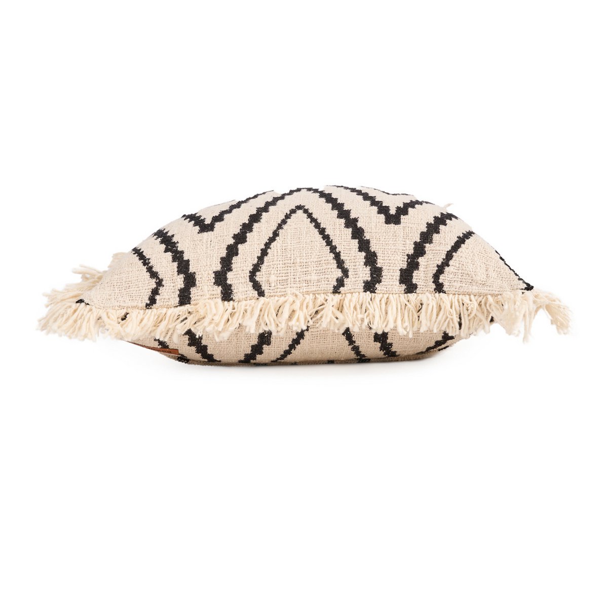 Natural black cotton cushion cover 50×50 cm - diamond pattern