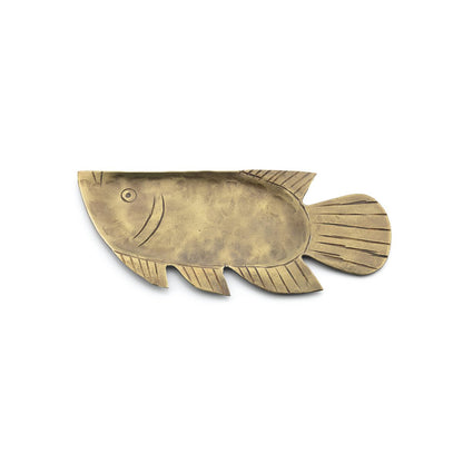 Brass serving tray, medium - fish-shaped