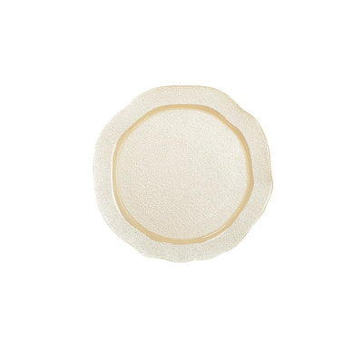 Glass flower dinner plate, vanilla - 28 cm
