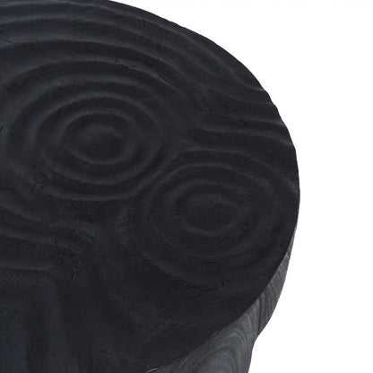 Suar wood coffee table, hand-carved ripple - 61cm