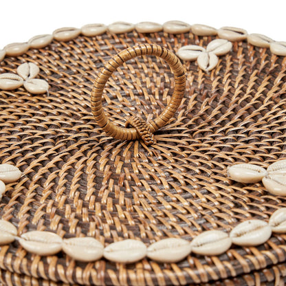 Rattan compartment basket, natural brown