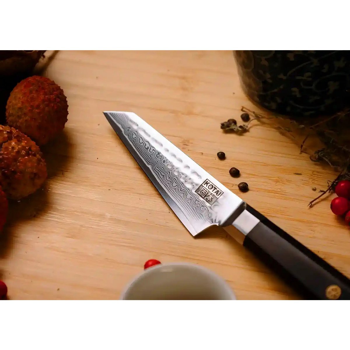 Damascus paring knife 90 mm, Bunka K-tip