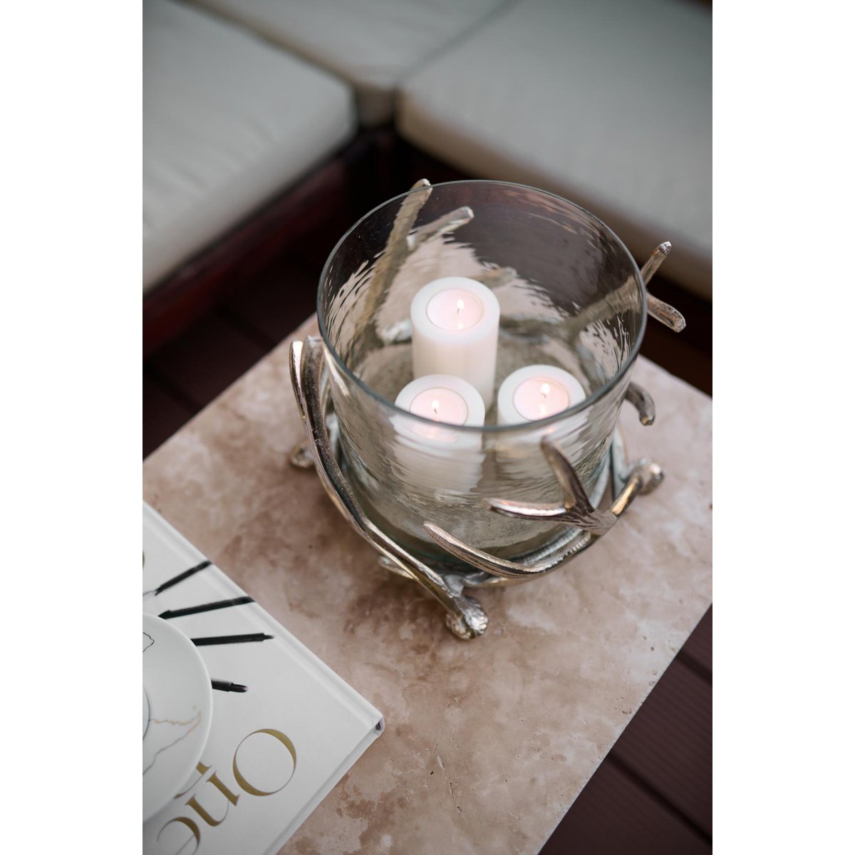 Aluminum lantern Kingston, 25 cm - antler motif