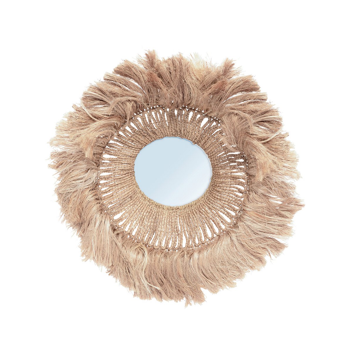 Grass mirror, abaca bowl-shaped, round, 85 cm - natural