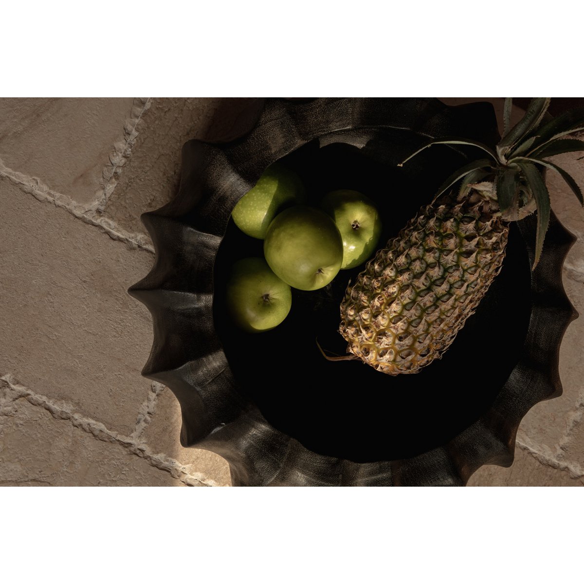 Mango wood bowl, hand-carved - black, 40 cm
