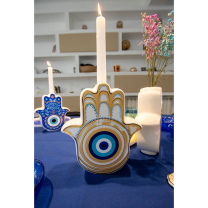Keramik-Handvase, weiß und gold, 20 cm