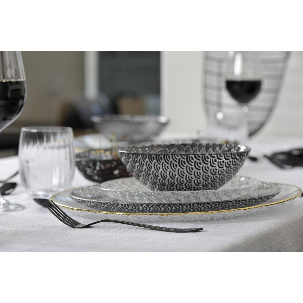 Black cutlery set, stainless steel, 24 pieces