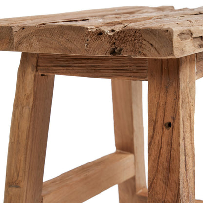 Reclaimed teak stool, four-leg - 39×30cm L