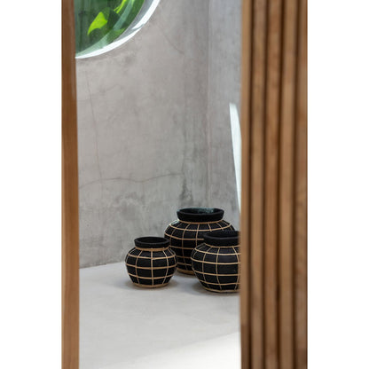 Terracotta belly vase black natural 33 × 27 cm – large, Indonesia