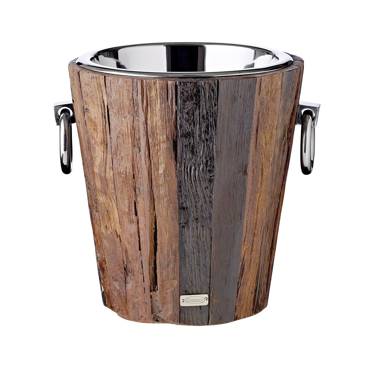 Weinkühler Providence aus Edelstahl, 28 cm – Teak und Silber