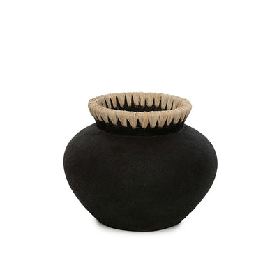Styly terracotta vase, small - Raffia detail