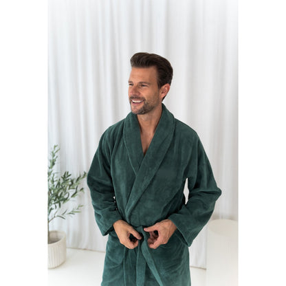 Teddy Bathrobe, S, eucalyptus - fleece & cotton