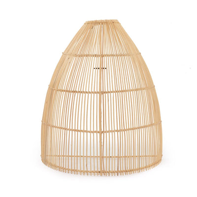 Rattan-Wandleuchte, 55 cm – beiges, halbkonisches Kuppeldach