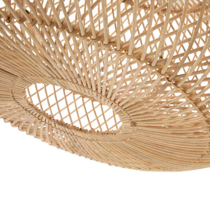 Rattan pendellampe 50×28 cm – bred skiveform, håndlavet