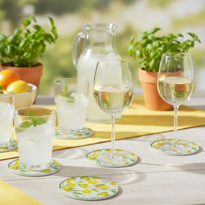 Zitronenuntersetzer aus Glas, 6er-Set — 9 cm