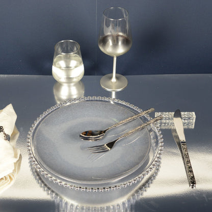 Stainless steel cutlery set, 24 pieces - hammered silver