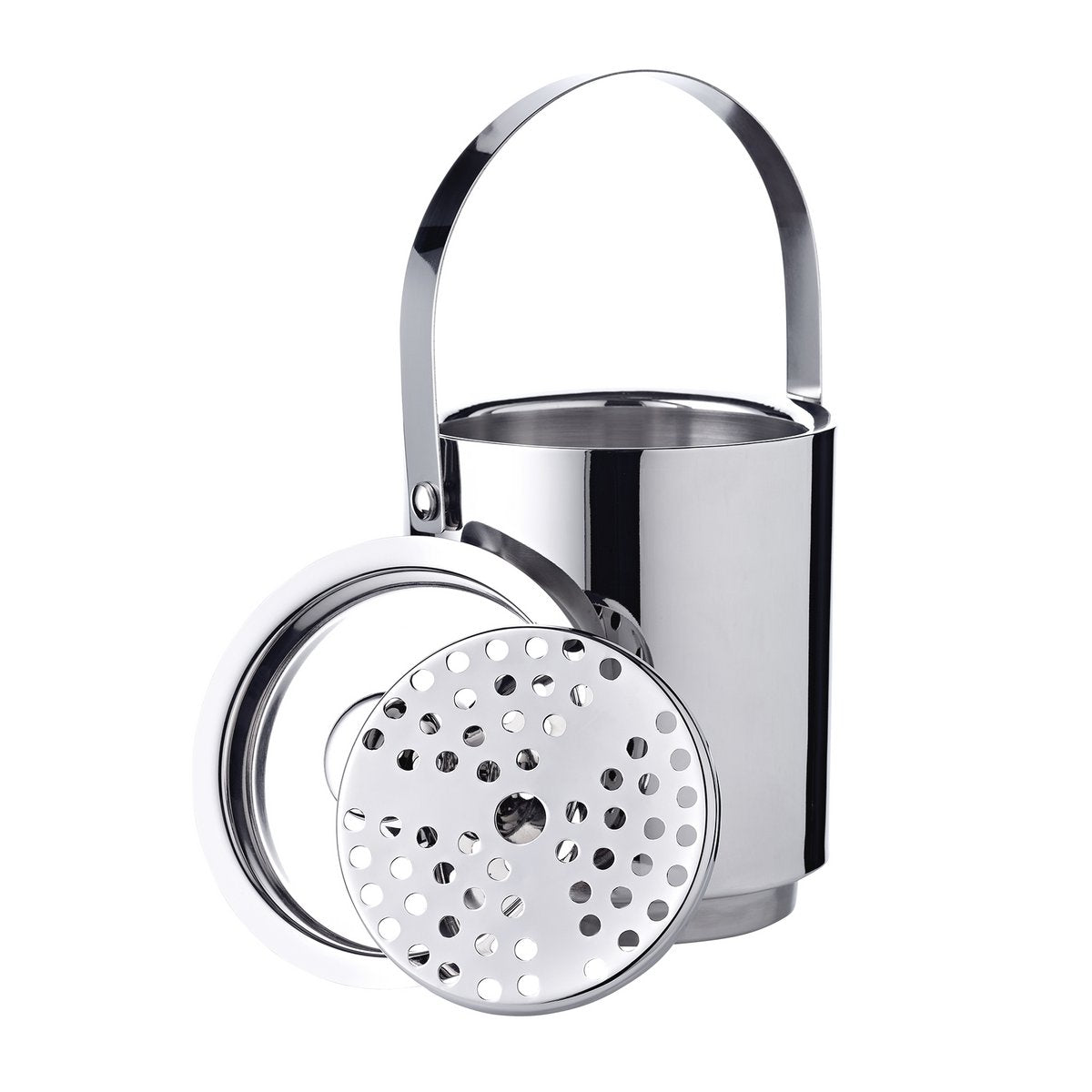 Edelstahl-Eiseimer, 15 cm mit Deckel, Sieb & Zange – 8 Stunden isoliert