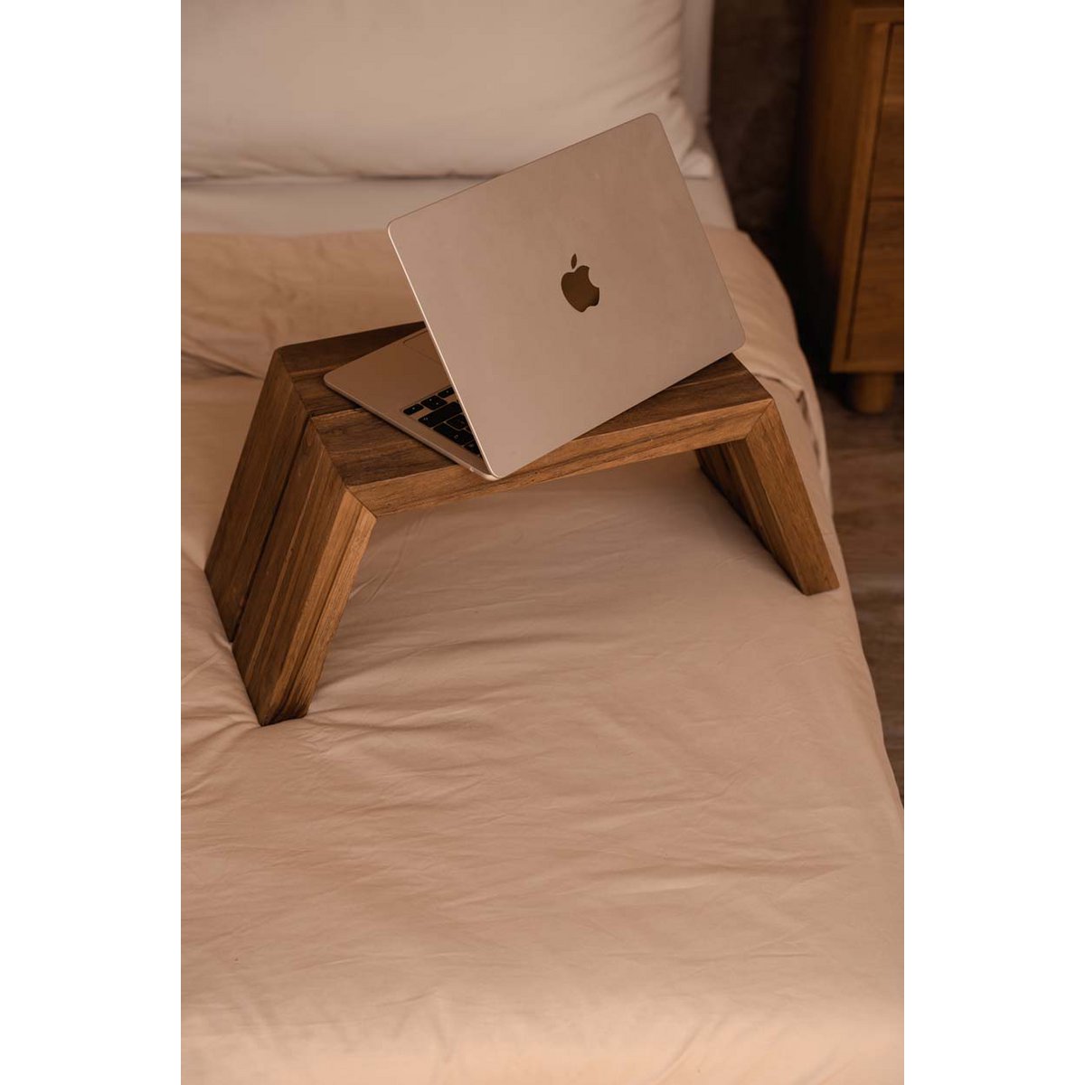 Teak side table, 55 cm - sculptural form