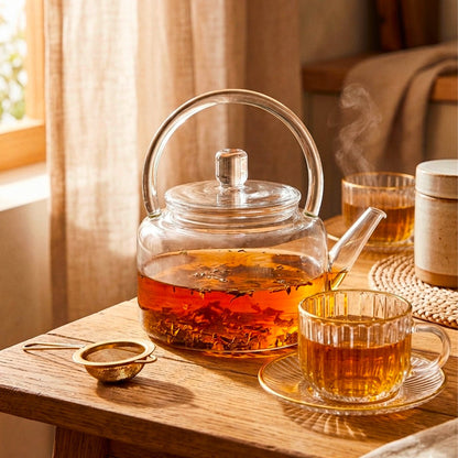 Glass teapot square form 2 litre 13×24×21.5 cm