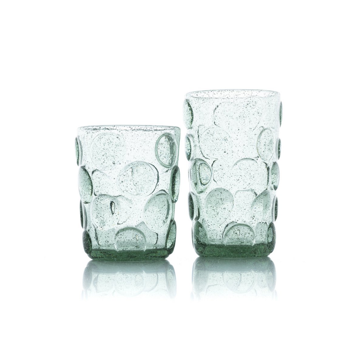 Recycled glass highball - Aqua frosted dots - 13.5 cm