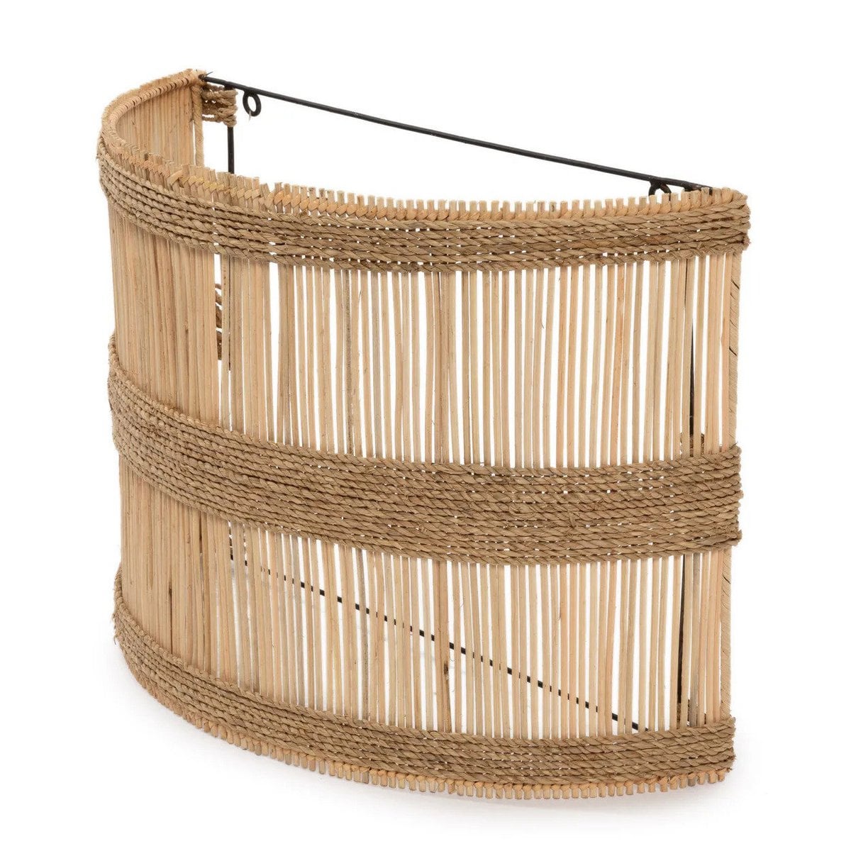 Væglampe i rattan 45 cm – håndvævet, naturlig finish