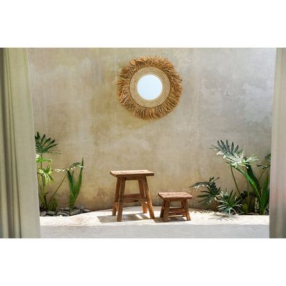 Small wood stool 29×21 cm - natural, Indonesia