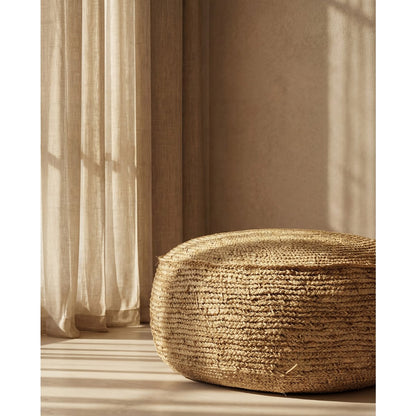 Raffia pouffe, 60 cm round - Natural