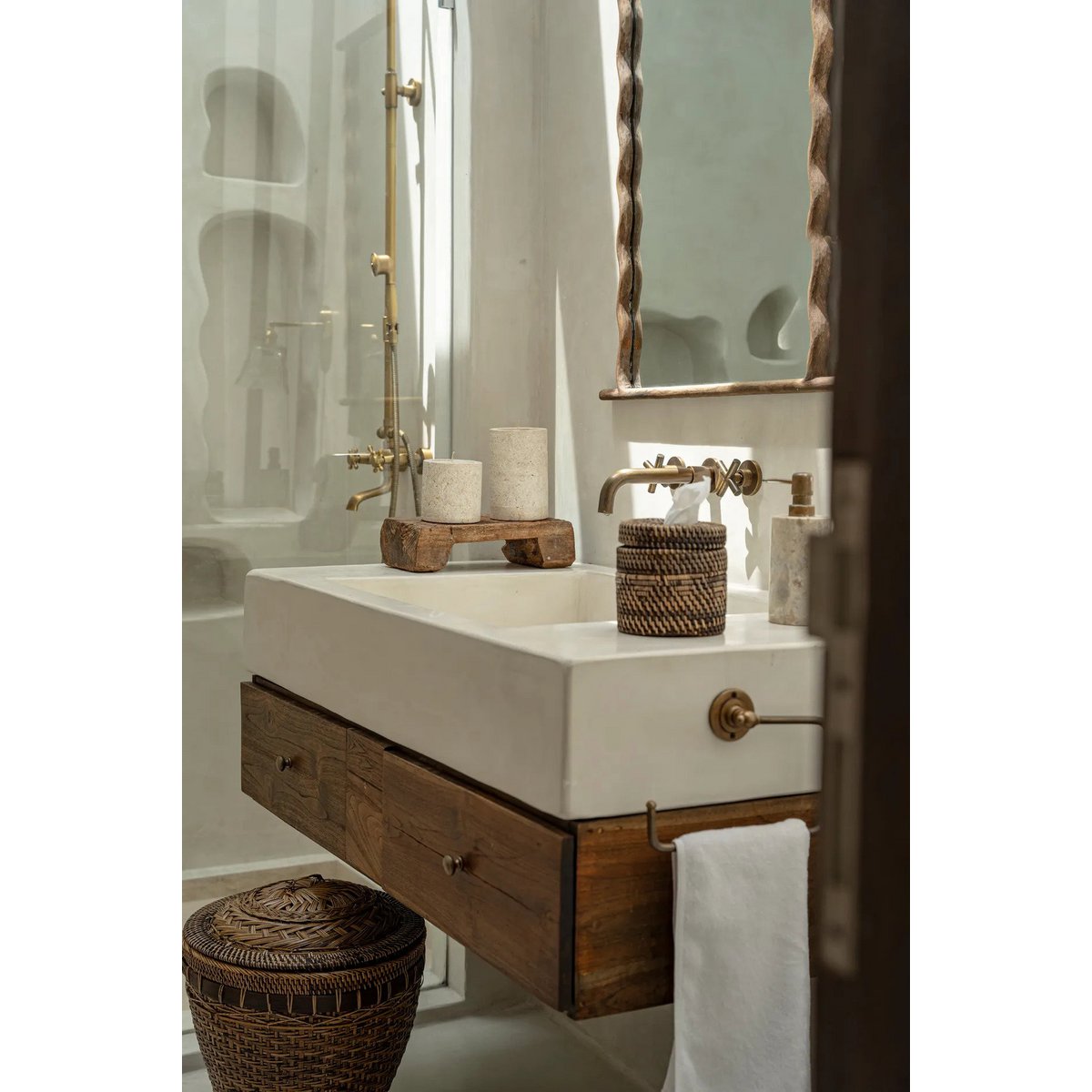 Rattan-Kosmetiktuchbox-Bezug 13 × 13 × 15 cm - natur-braun