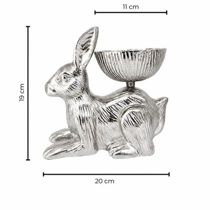 Aluminium decorative bowl with hare motif, 19 cm