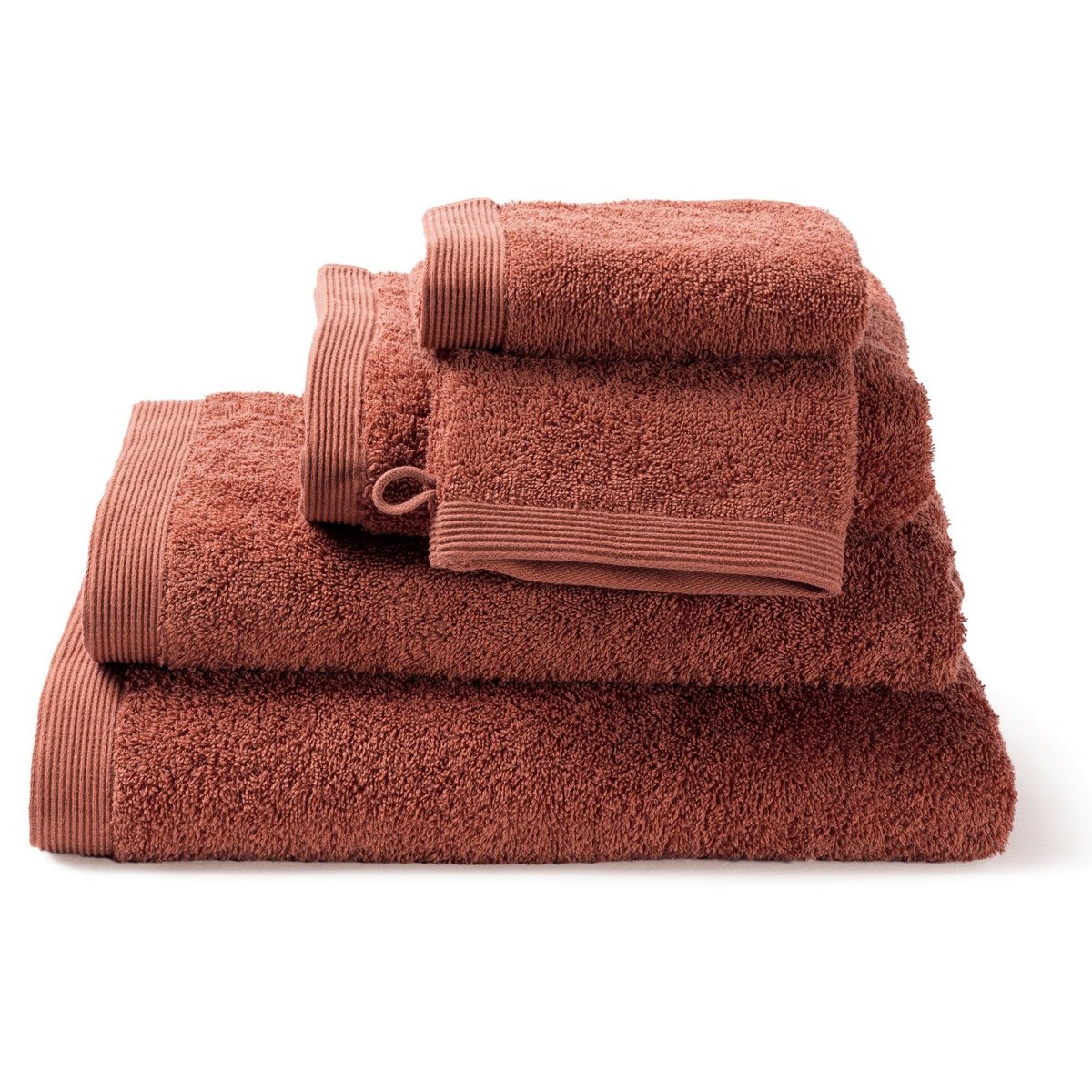 Como håndklædesæt i hør, terracotta – 5 dele