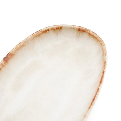 White stoneware oval plate M 24 × 13 cm - made in Portugal
