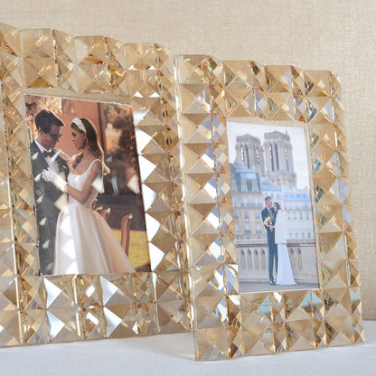 Kristall-Fotorahmen 20×25 cm – bernsteinfarbenes Gold-Finish