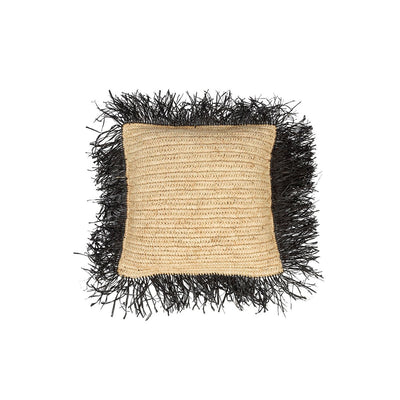 Handwoven raffia cushion cover 40×40 cm – natural black