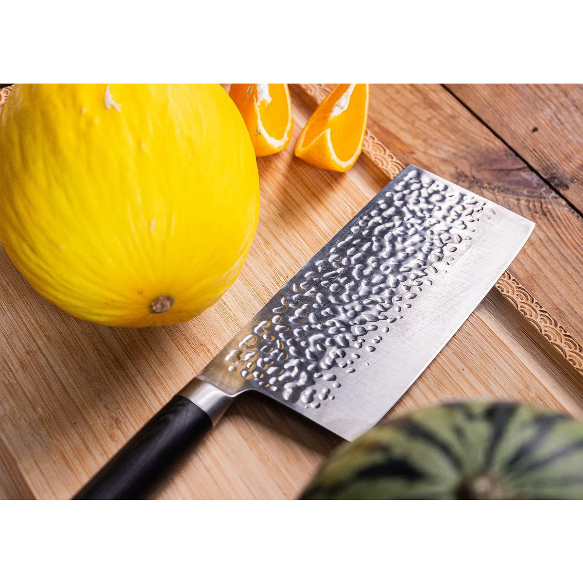 Cleaver knife, 19 cm - black pakkawood handle with sheath