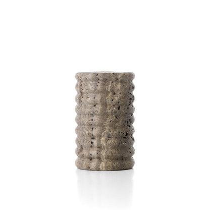 Travertine Ripple candle holder, grey stone - medium