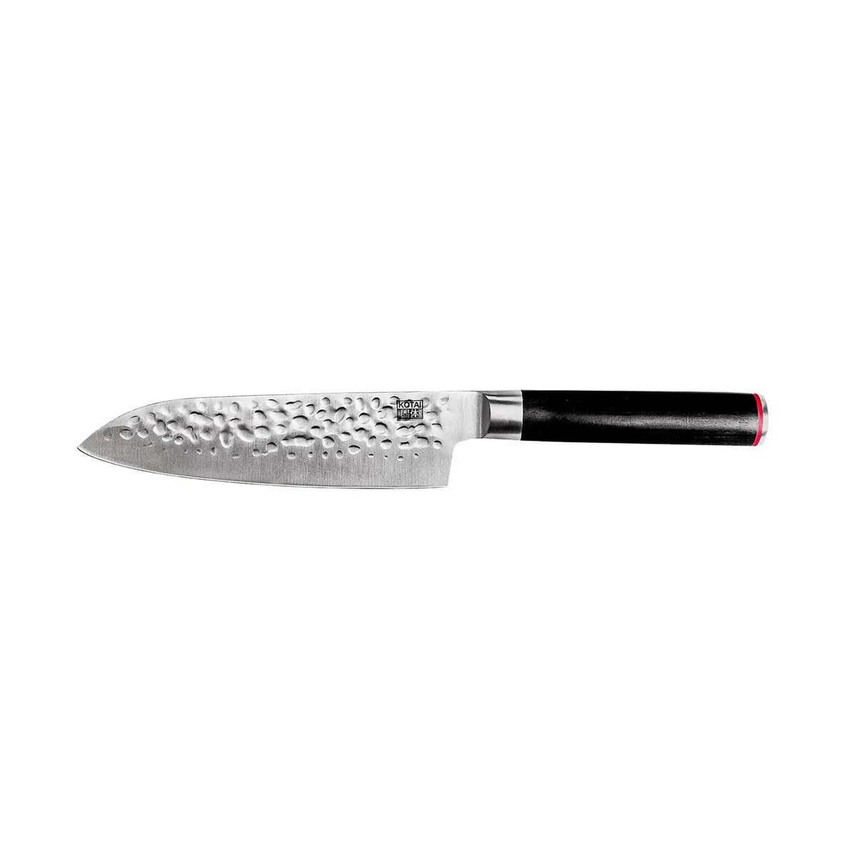 440C steel santoku knife 180 mm - hammered blade with bamboo saya